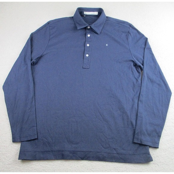 Criquet Polo Shirt Mens Large Blue‎ Long Sleeve Icon Pique Golf Casual Austin TX